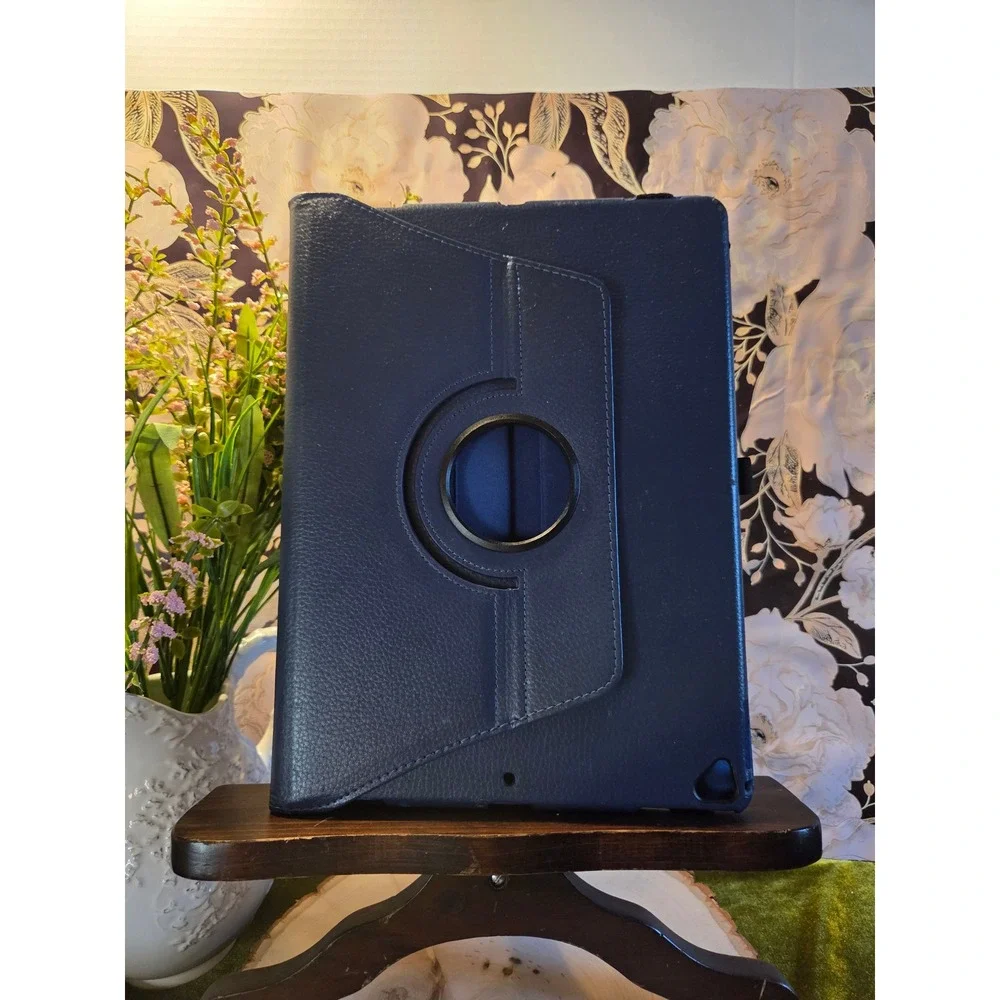 Leather Blue Rotating iPad Pro Tablet Case‎ and JETech Glass Screen Protector